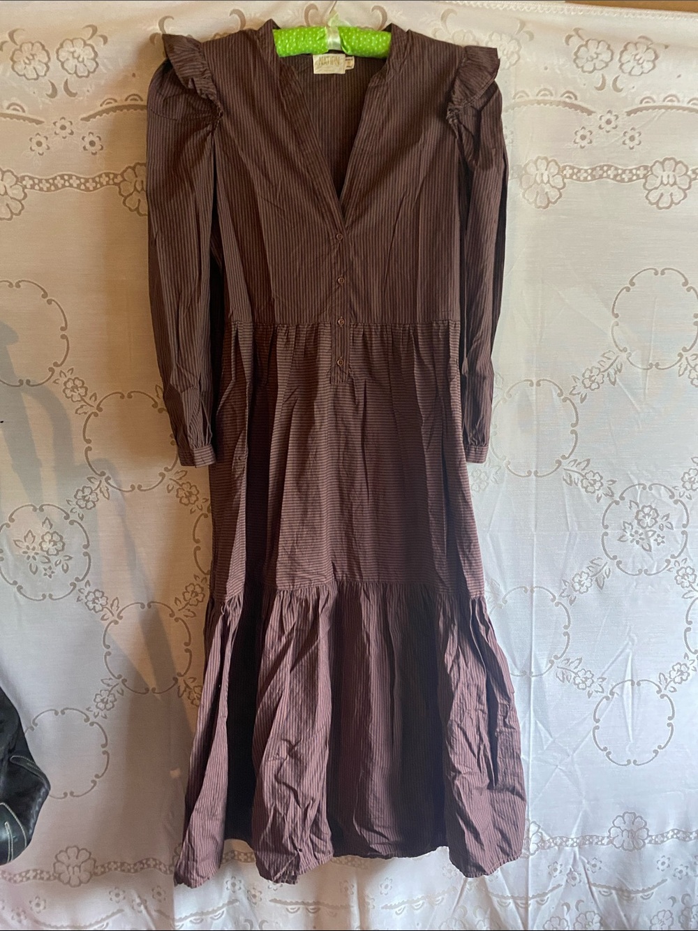 Nation LTD Brown Long Sleeve Tiered Maxi Dress